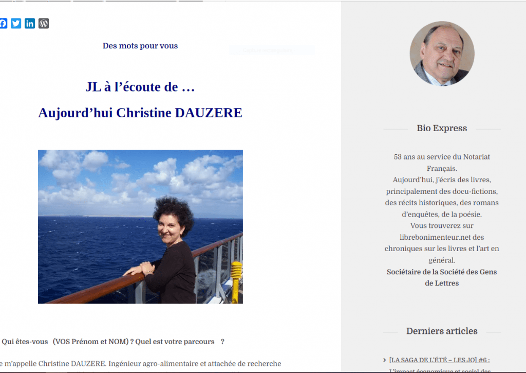 capture d'ecran du site de jean louis riguet de l'interview de christine dauzere
